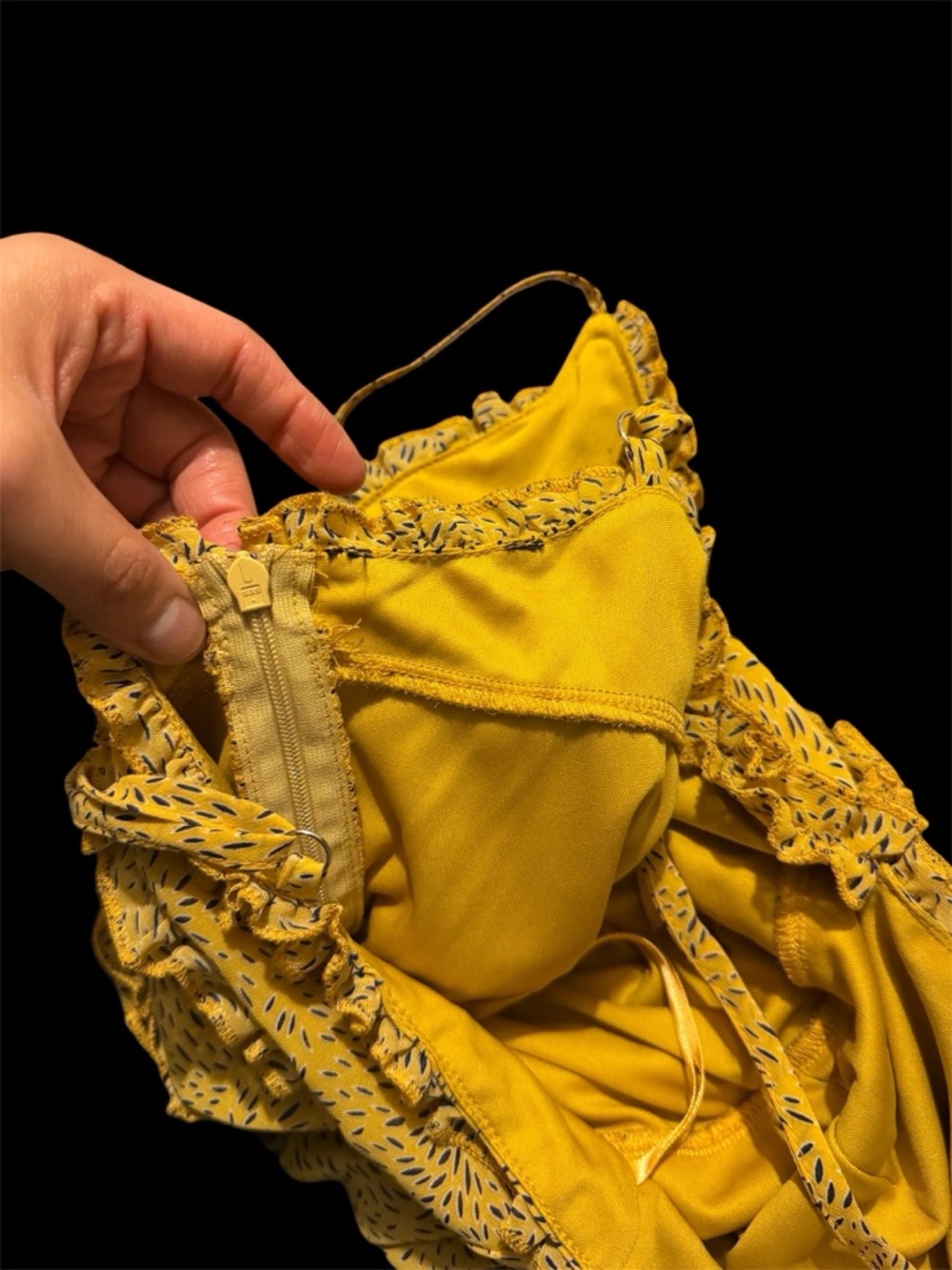 Mustard Yellow Ruffle Dress - Picture 3 of 4